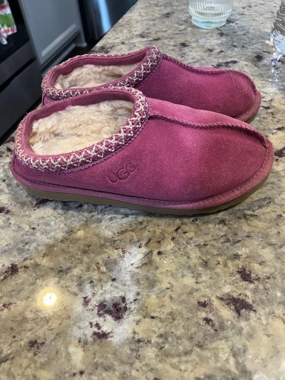 UGG Women's Raspberry Suede Shearling Slip-On Clogs